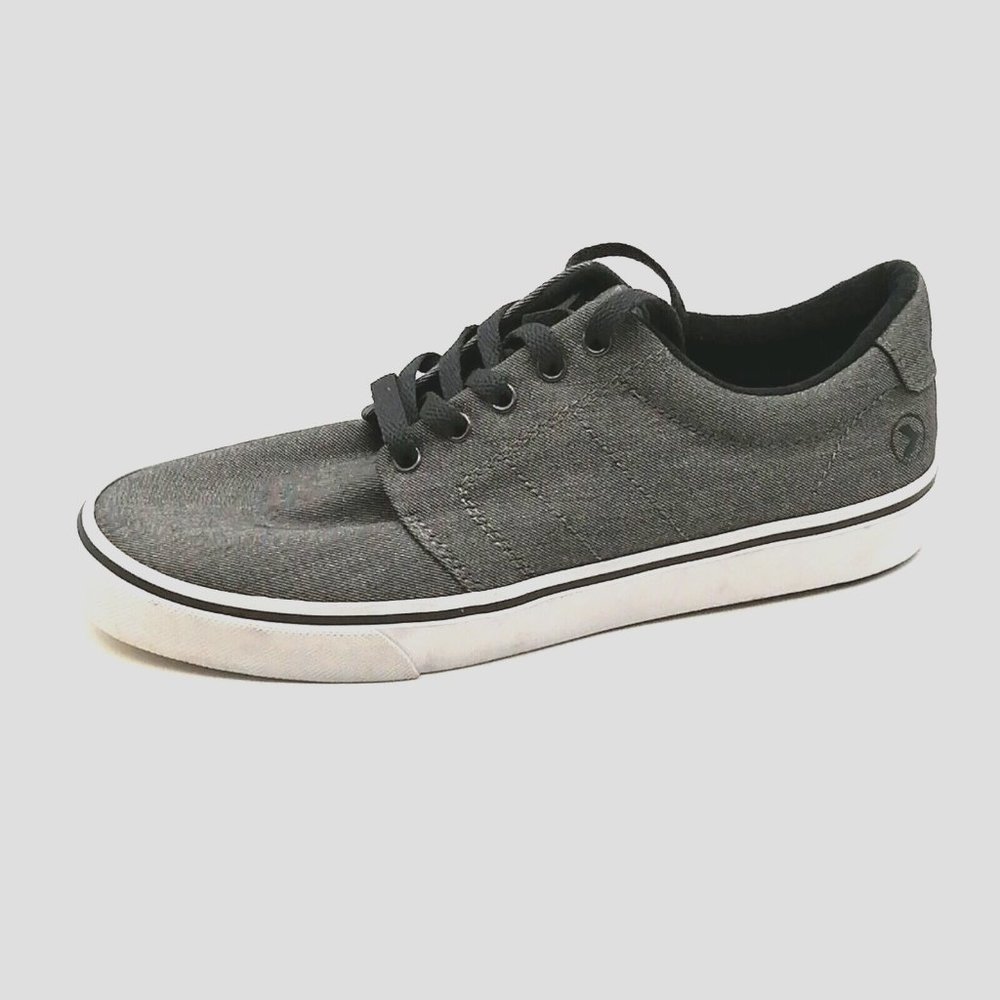 Kustom Mens Layday Sneaker Charcoal Lace Up Round Toe Flat Heel Cushioned Sz 8 M